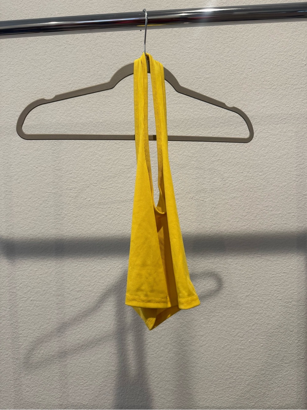 SHEIN Yellow Ribbed Crop Tank Top